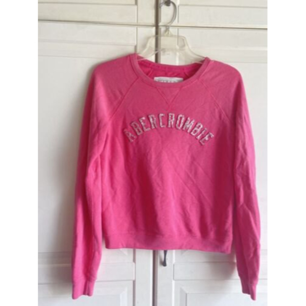 Abercrombie Women’s Sz S Pink Glitter Sweatshirt Y2K - Picture 2 of 7